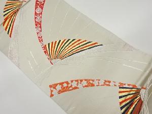 扇に花唐草模様織出し袋帯